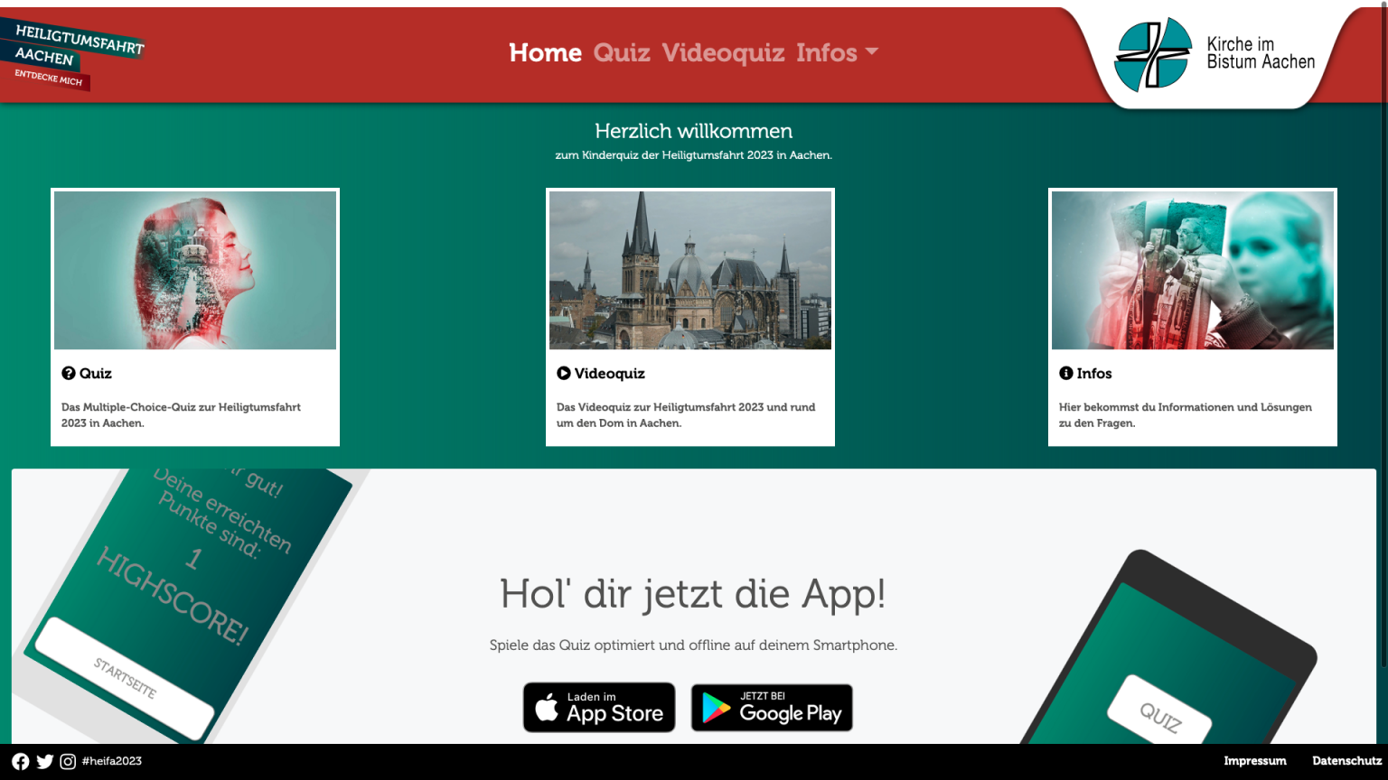 Startseite Web-App Quiz